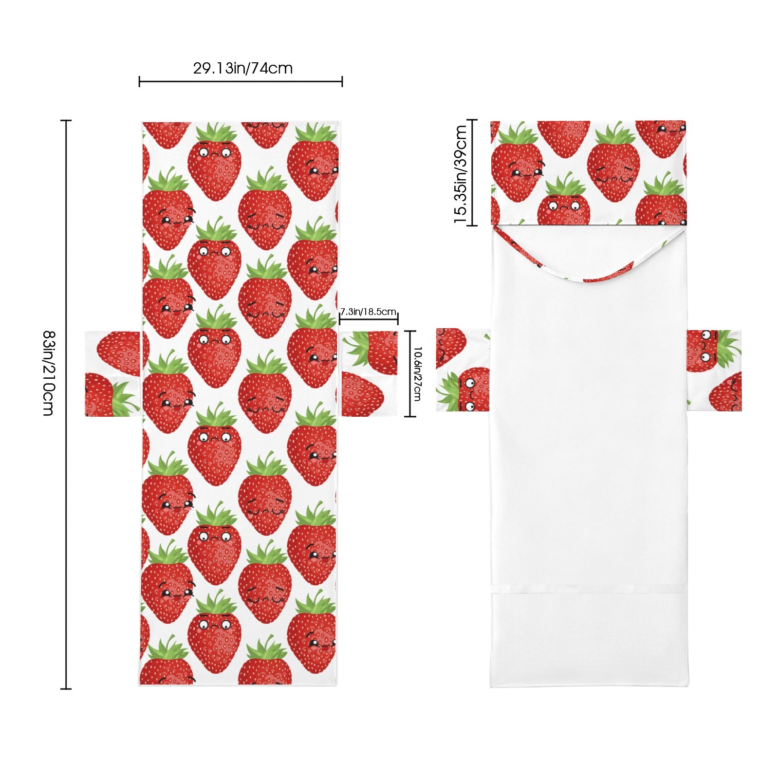 Strawberry Characters Beach Chair Towel Cover with Side Pockets