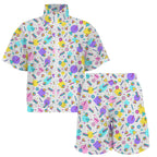 80's Grid Women's Windbreaker Short Set Women's Windbreaker Short Set Printed Offshore Retro