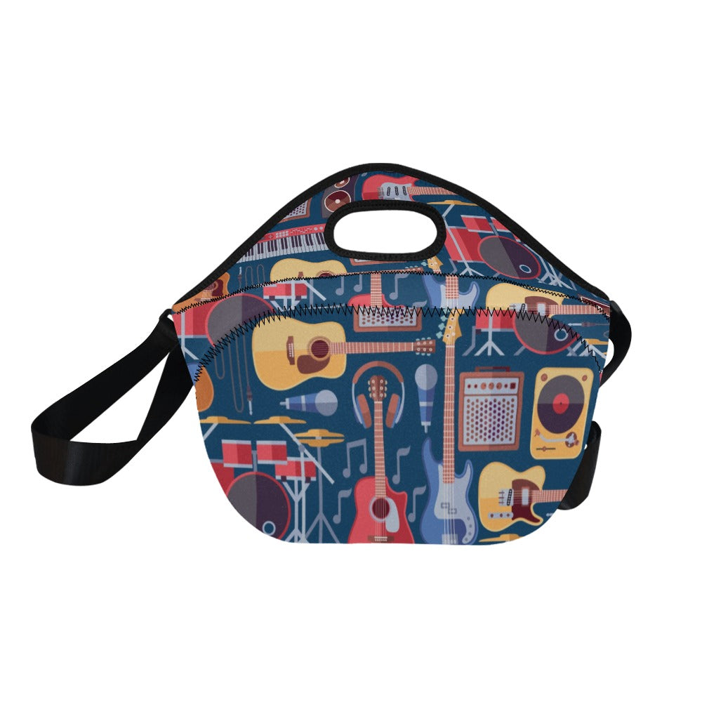 Music Instruments - Neoprene Lunch Bag/Large (Model 1669) Neoprene Lunch Bag Music Printed Offshore