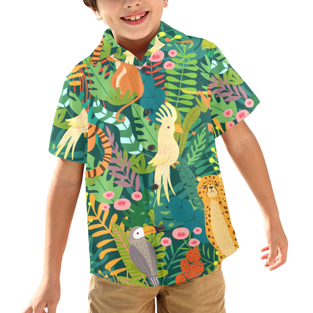 Tropical Jungle Animals - Junior Kids Hawaiian Shirt
