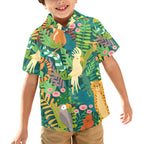 Tropical Jungle Animals - Junior Kids Hawaiian Shirt
