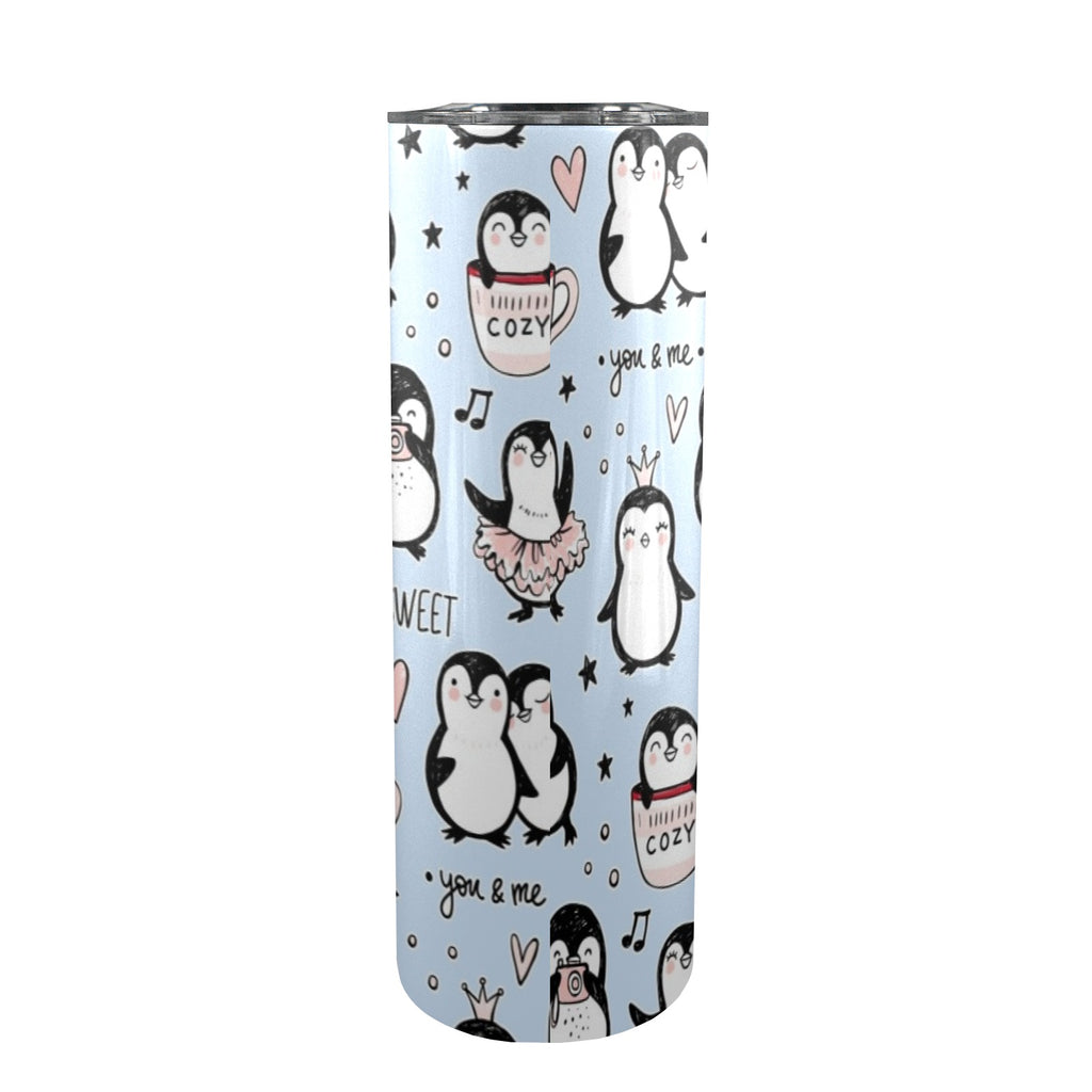 Penguin Love - 20oz Tall Skinny Tumbler with Lid and Straw