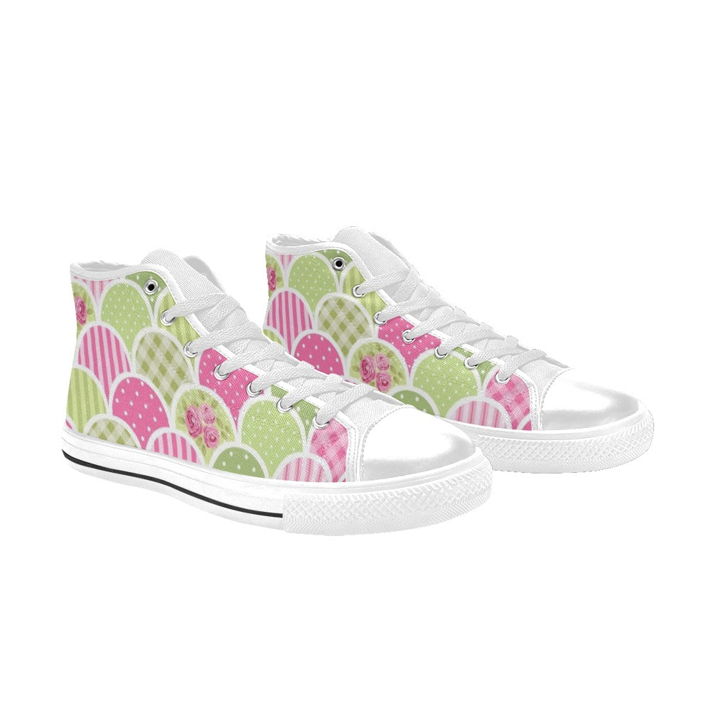 Floral Tabs - Women's High Top Canvas Shoes Womens Classic High Top Shoes Plants Printed Offshore
