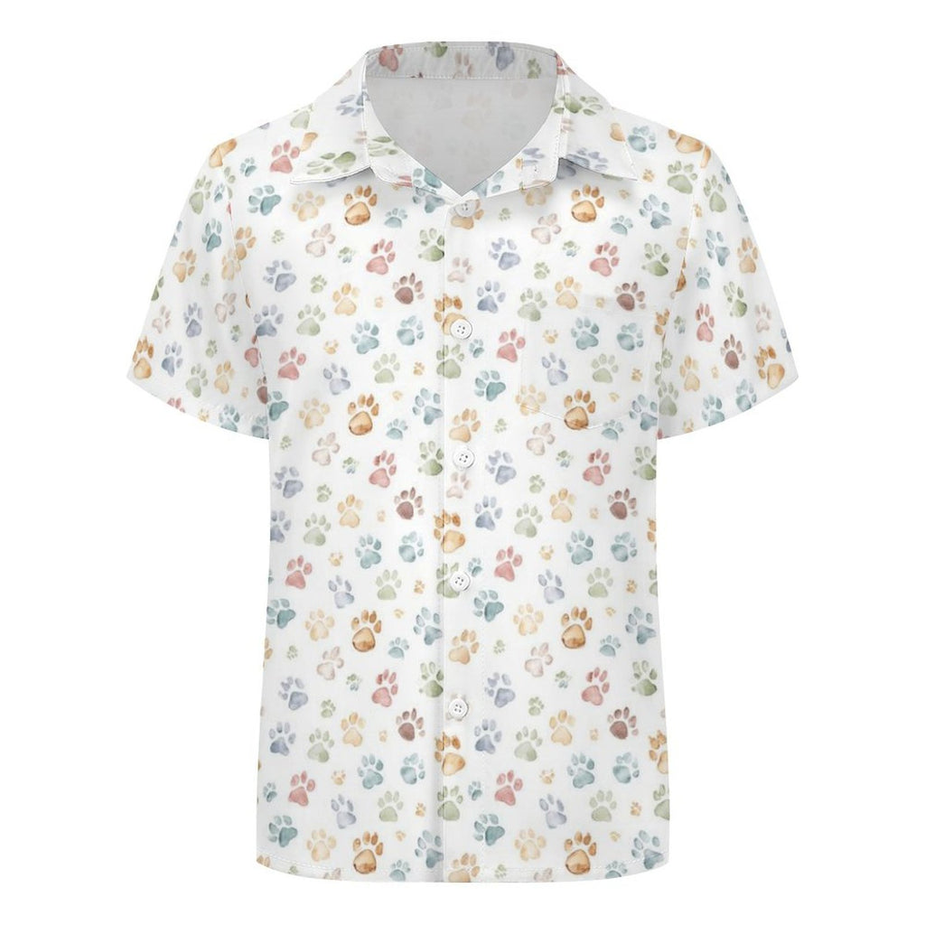 Paw Prints Kids Cotton Short Sleeve Shirt