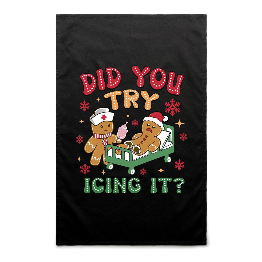 Gingerbread, Did You Try Icing It - AS Colour Tea Towel Black One Size Christmas Tea Towel Christmas Printed In Australia