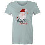 Santa's Favourite - Womens T-shirt Pale Blue Womens Christmas T-shirt Christmas Printed In Australia