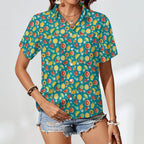 Summer Fruit Women's Short-Sleeve Button Up Shirt