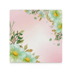 Pink With Flower Border - Ceramic Coasters (Square) Ceramic Coasters Plants Printed Offshore