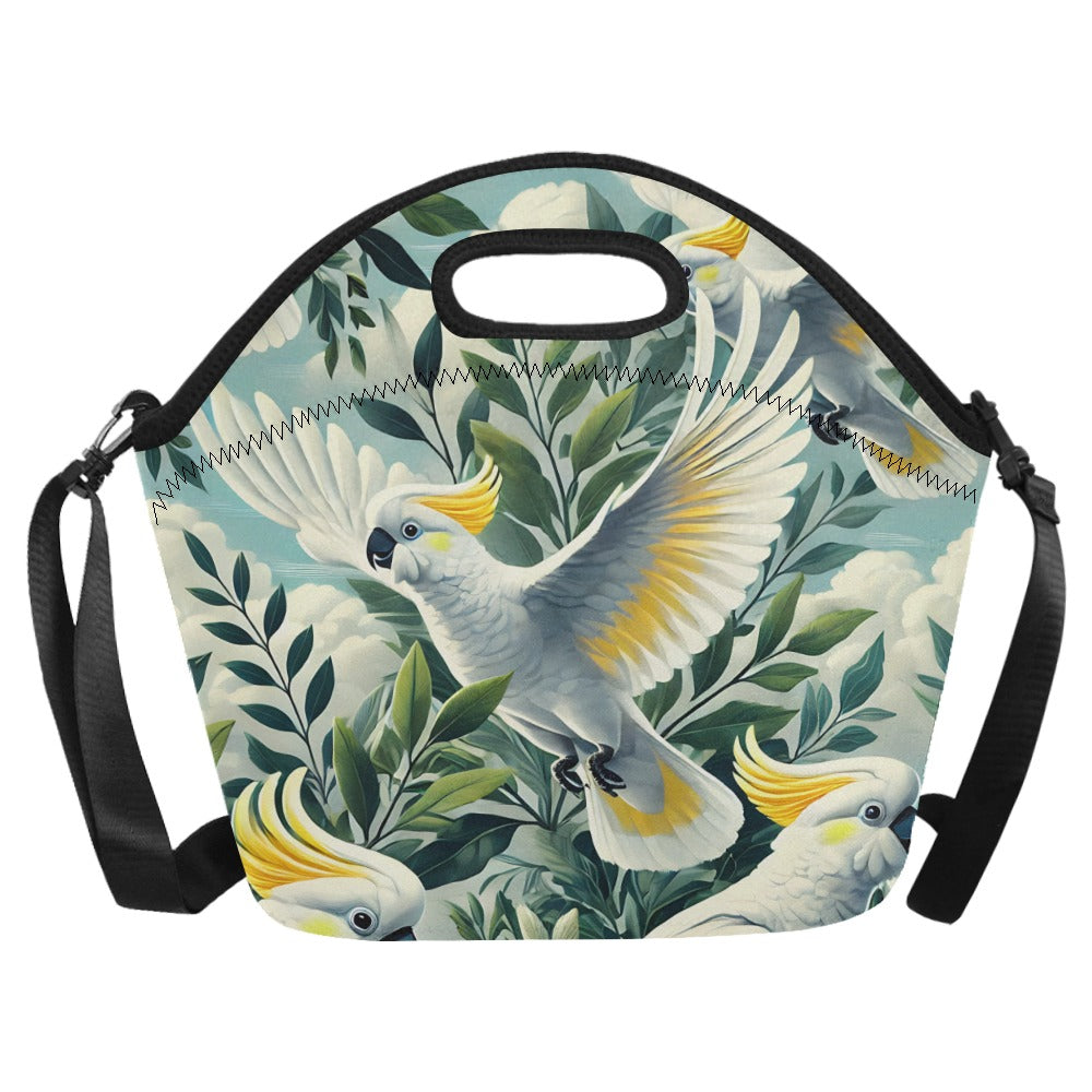 Cockatoo Neoprene Lunch Bag/Large (Model 1669) Neoprene Lunch Bag animal Printed Offshore
