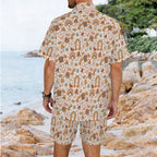 Peace And Love Men's Hawaiian Shirt & Shorts Set Men's Hawaiian Shirt & Shorts Set Printed Offshore Retro
