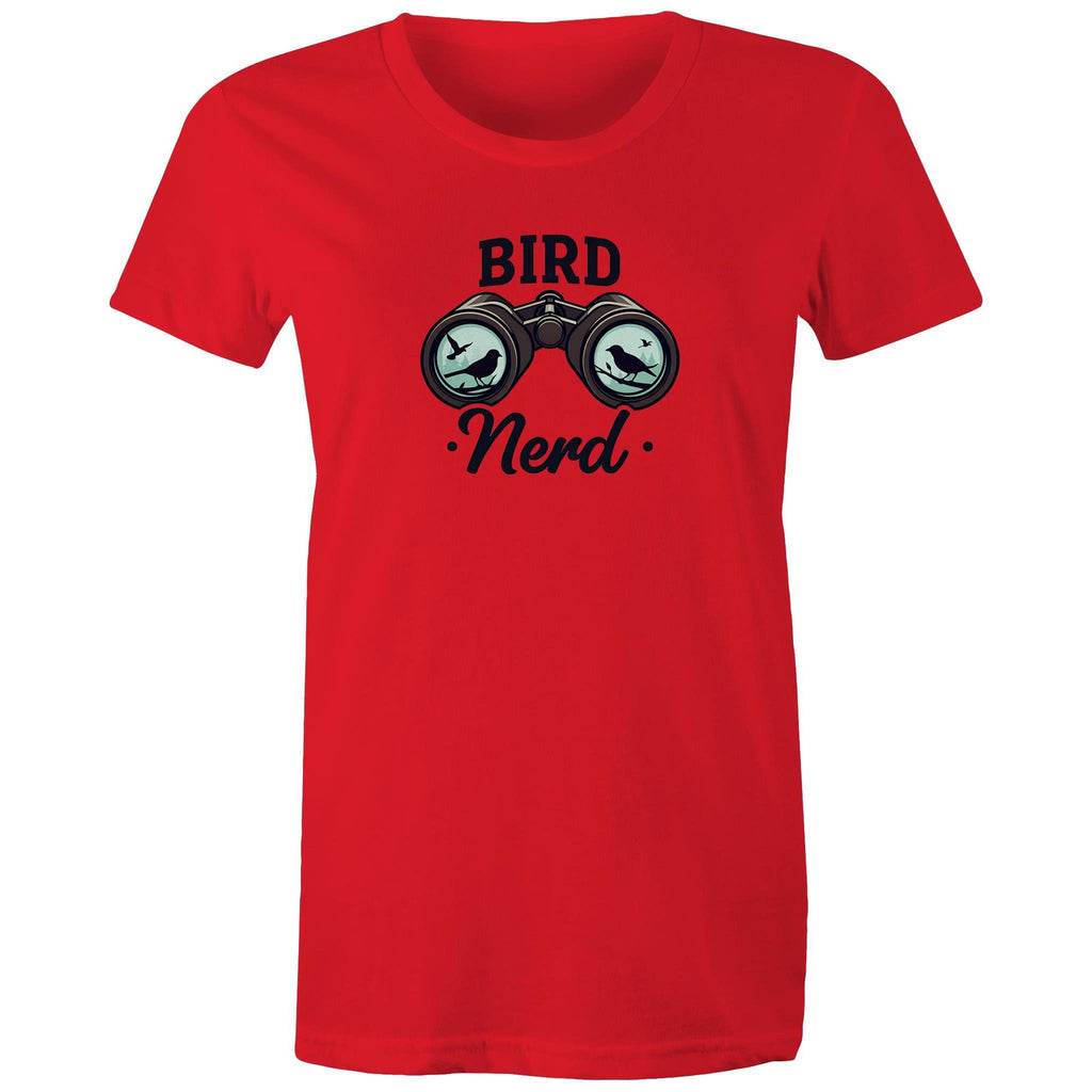 Bird Nerd - Womens T-shirt Red Womens T-shirt animal Printed In Australia