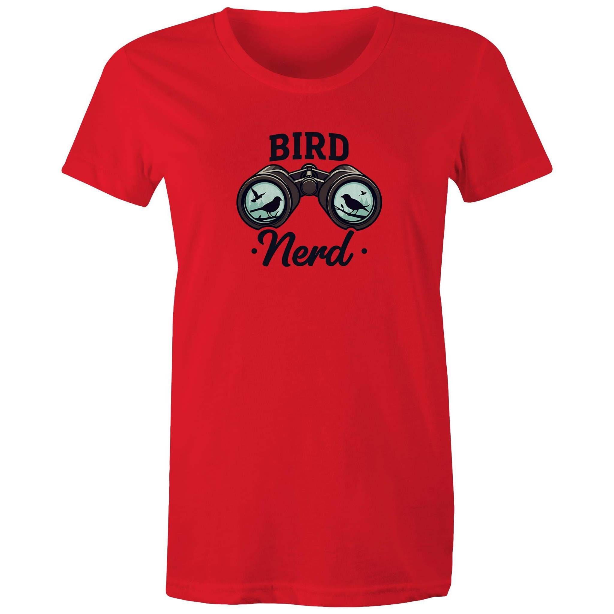 Bird Nerd - Womens T-shirt Red Womens T-shirt animal Printed In Australia