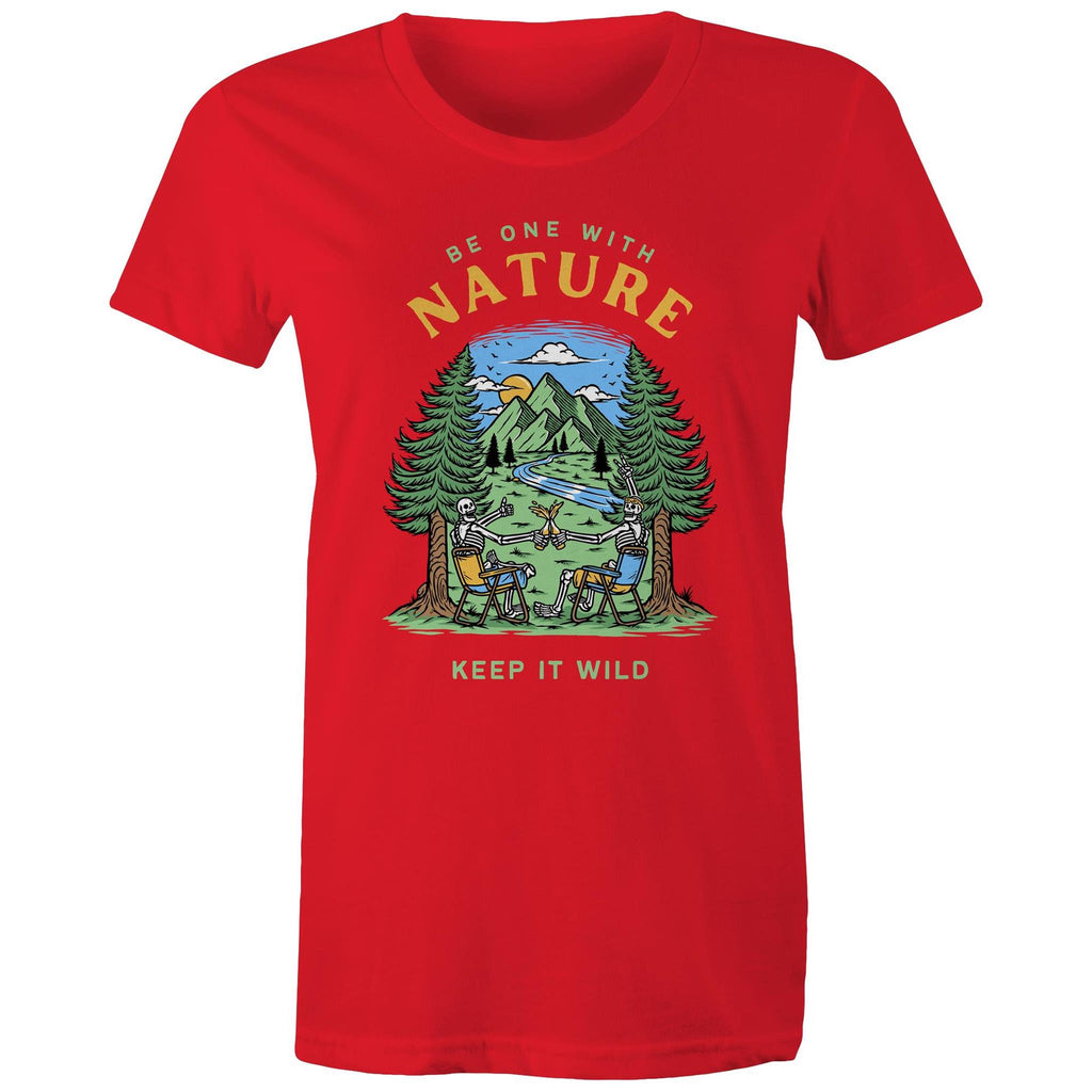 Be One With Nature, Skeletons - Womens T-shirt Red Womens T-shirt Environment Printed In Australia