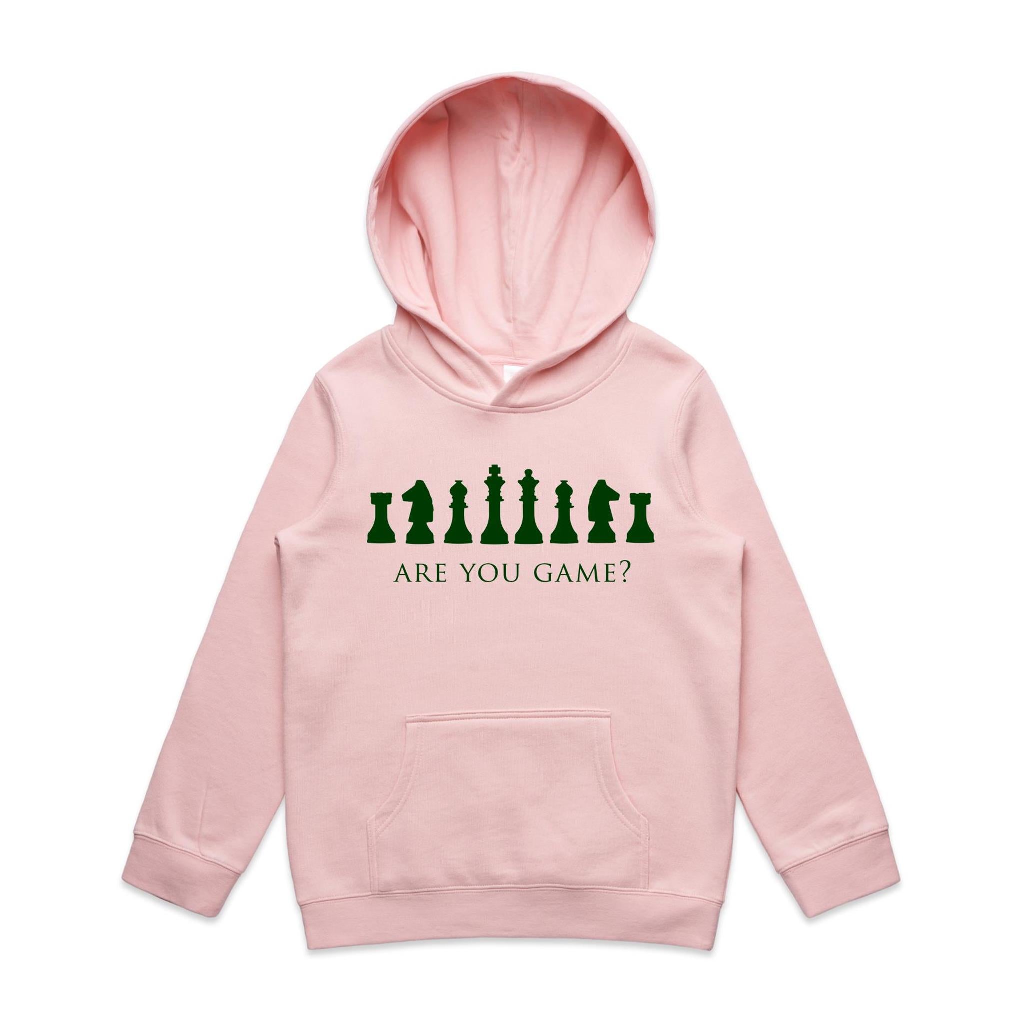 Are You Game, Chess - Kids Hoodie Pink Kids Hoodie Printed In Australia