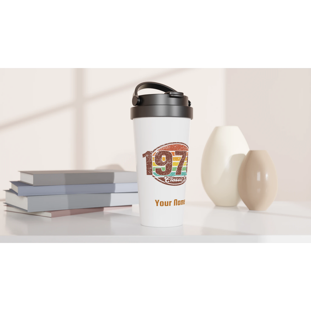 Personalised - 1976 Classic - White 15oz Stainless Steel Travel Mug Personalised Travel Mug Globally Fulfilled