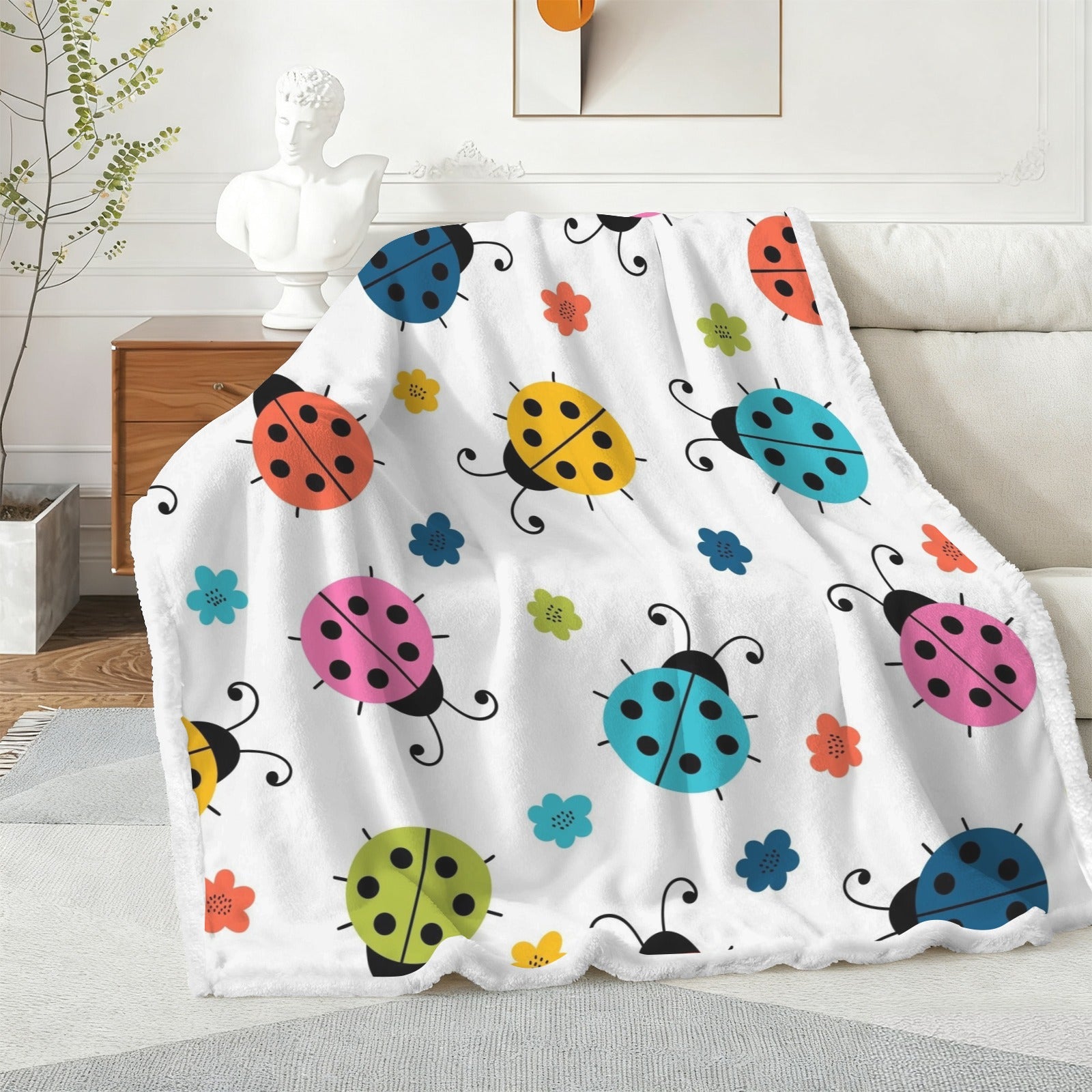 Ladybugs - Double-Layer Fleece Blanket 51"x59"