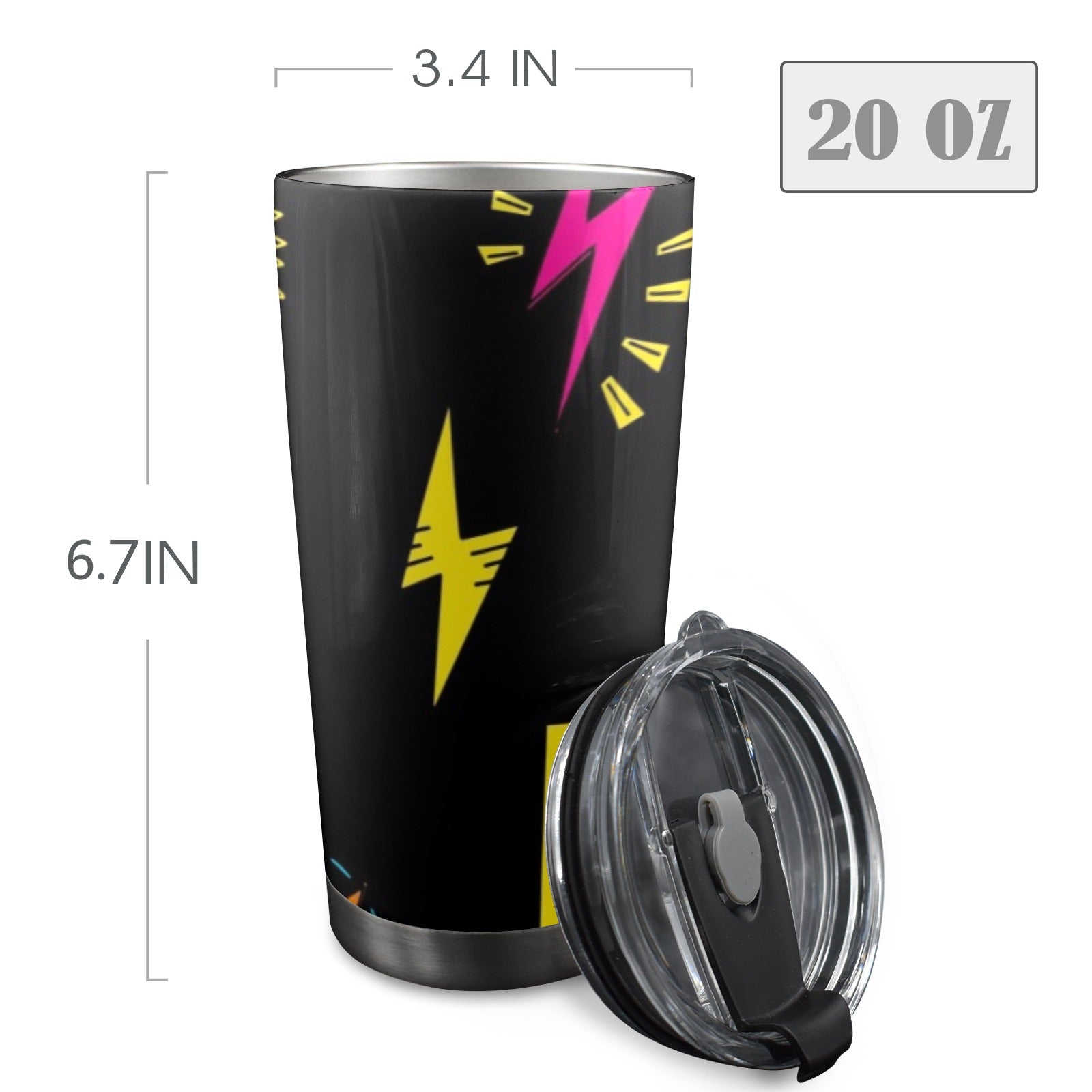 Fun Lightning - 20oz Mobile Tumbler with Lid (Black Lock) 20oz Travel Mug comic Printed Offshore