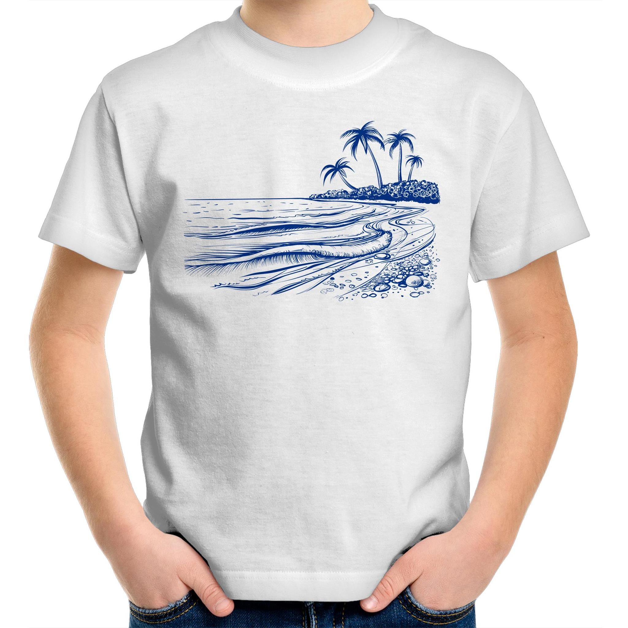 Surf Beach - Kids Youth T-Shirt White Kids Youth T-shirt Printed In Australia Summer Surf