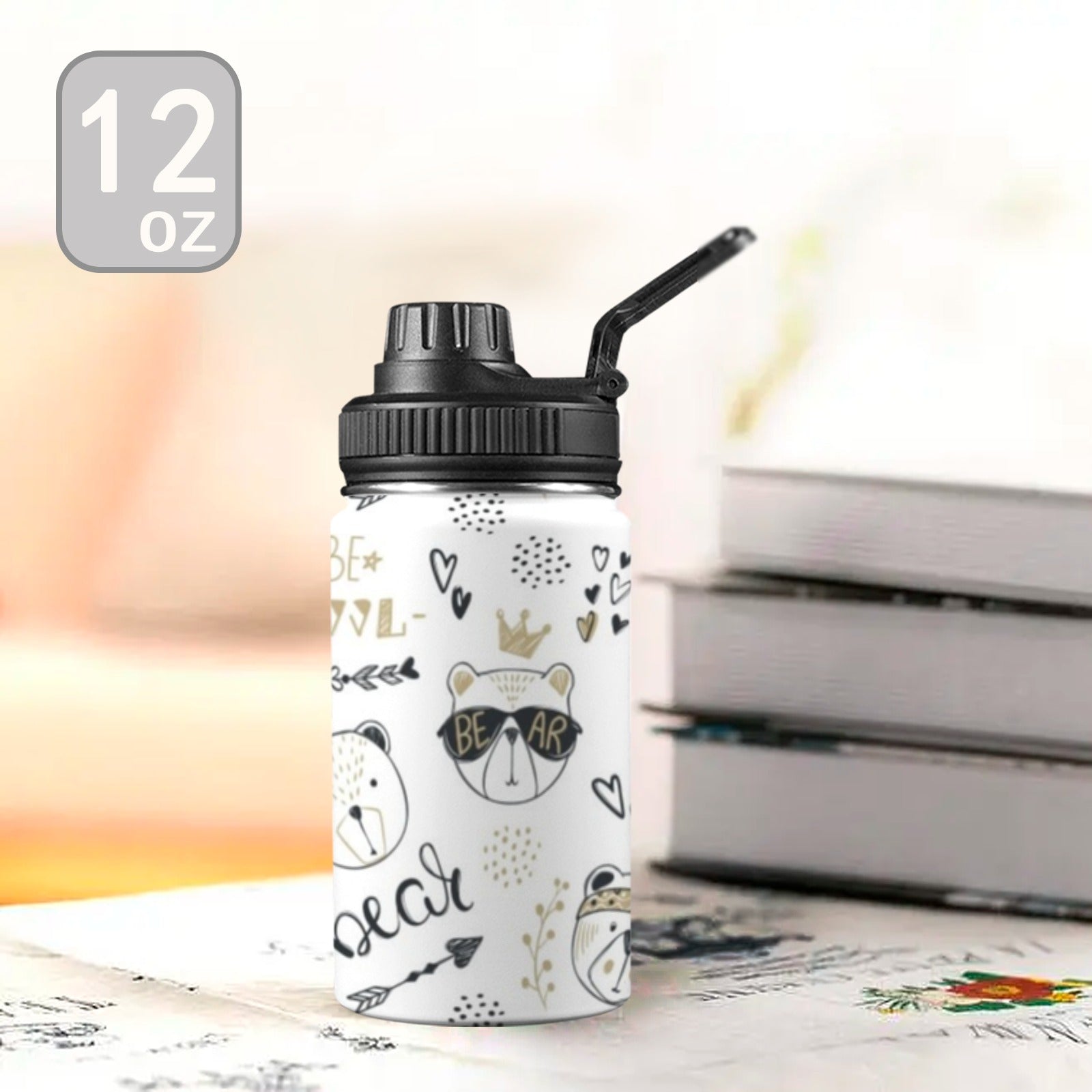 Bears - Kids Water Bottle with Chug Lid (12 oz) Kids Water Bottle with Chug Lid animal Printed Offshore
