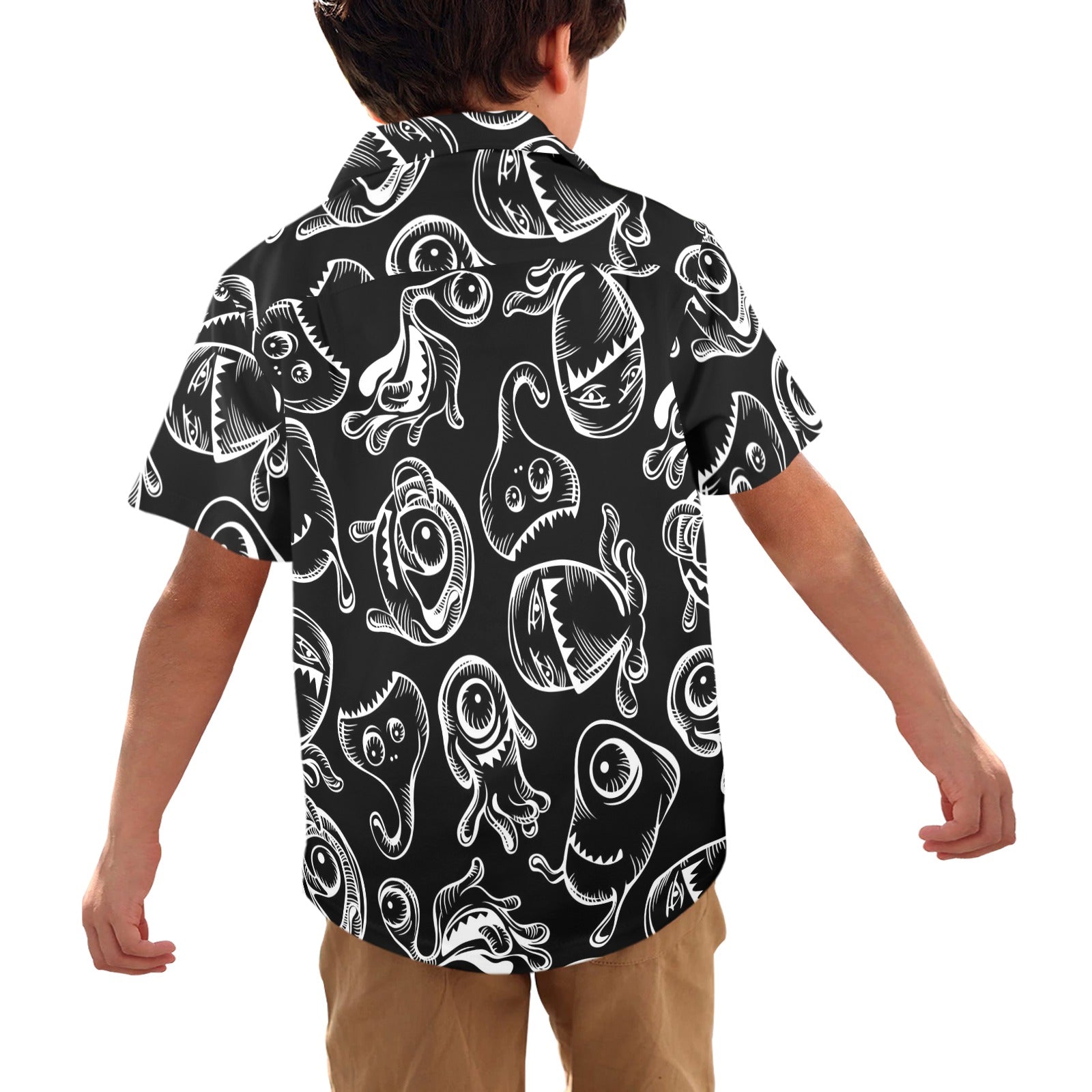 Monsters In Black And White - Junior Kids Hawaiian Shirt