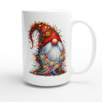Christmas Gnome Wrapped In Lights - White 15oz Ceramic Mug Christmas 15oz Mug Christmas Globally Fulfilled