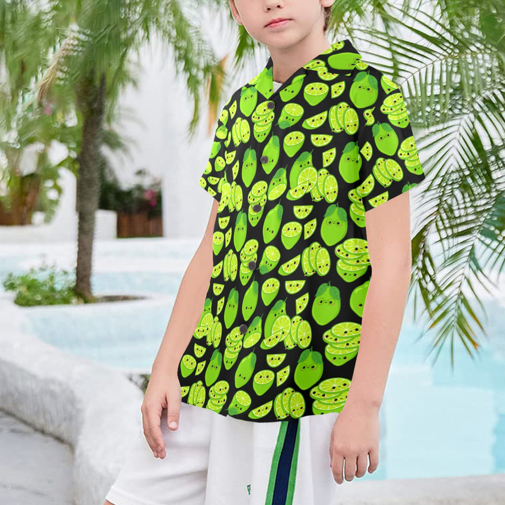 Cute Limes Senior Kids Hawaiian Shirt Senior Kids Hawaiian Shirt 8-15 Food Printed Offshore