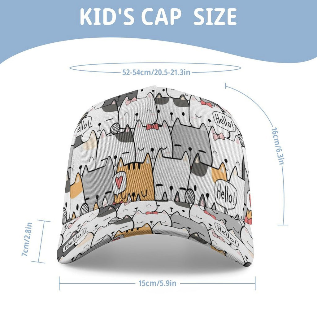 Cat Hello Kids Baseball Cap