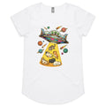 UFO Cat Abduction Women's AS Colour Scoop Neck T-Shirt White Womens Scoop Neck T-shirt animal Printed In Australia Sci Fi