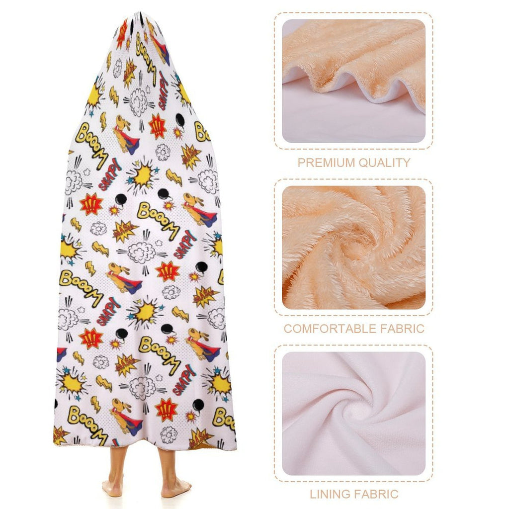 Super Dog, Comic Book Kids Hooded Blanket 100cm x 130cm Kids Hooded Blanket comic Printed Offshore