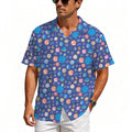 Planets On Blue Men's Crinkle Hawaiian Shirt