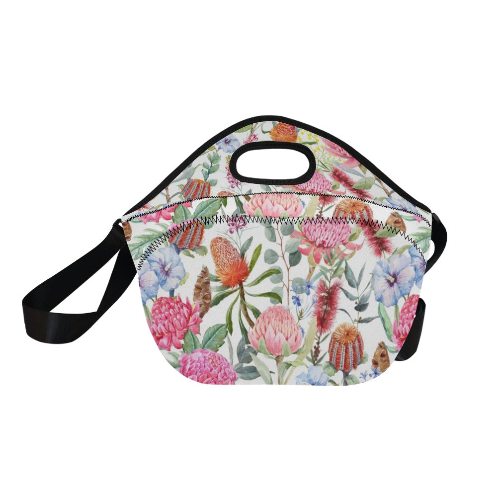 Australian Flowers Neoprene Lunch Bag/Large (Model 1669) Neoprene Lunch Bag Plants Printed Offshore