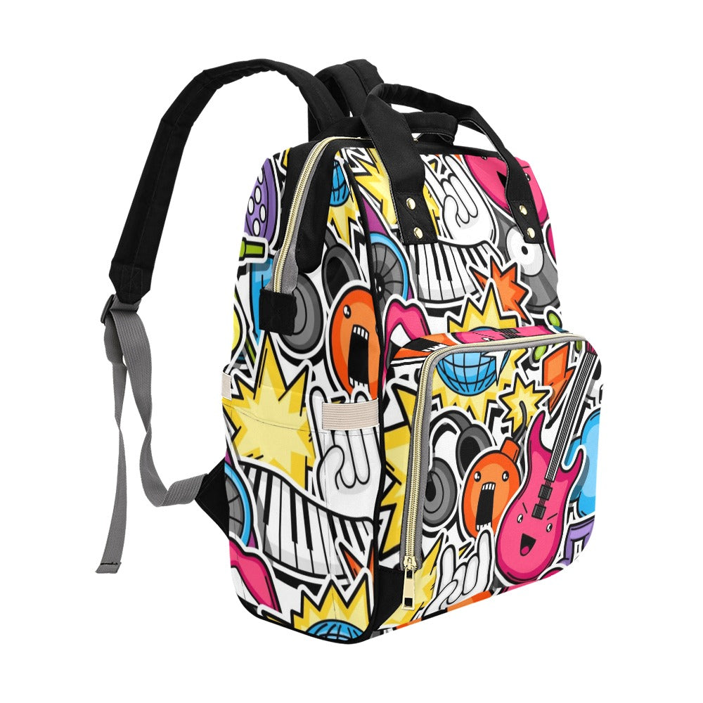 Sticker Music - Multi-Function Backpack, Nappy / Diaper Bag