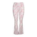 Pink Hawaiian Floral High Waist Crossover Tummy Control Flare Leggings High Waist Flare Leggings Plants Printed Offshore