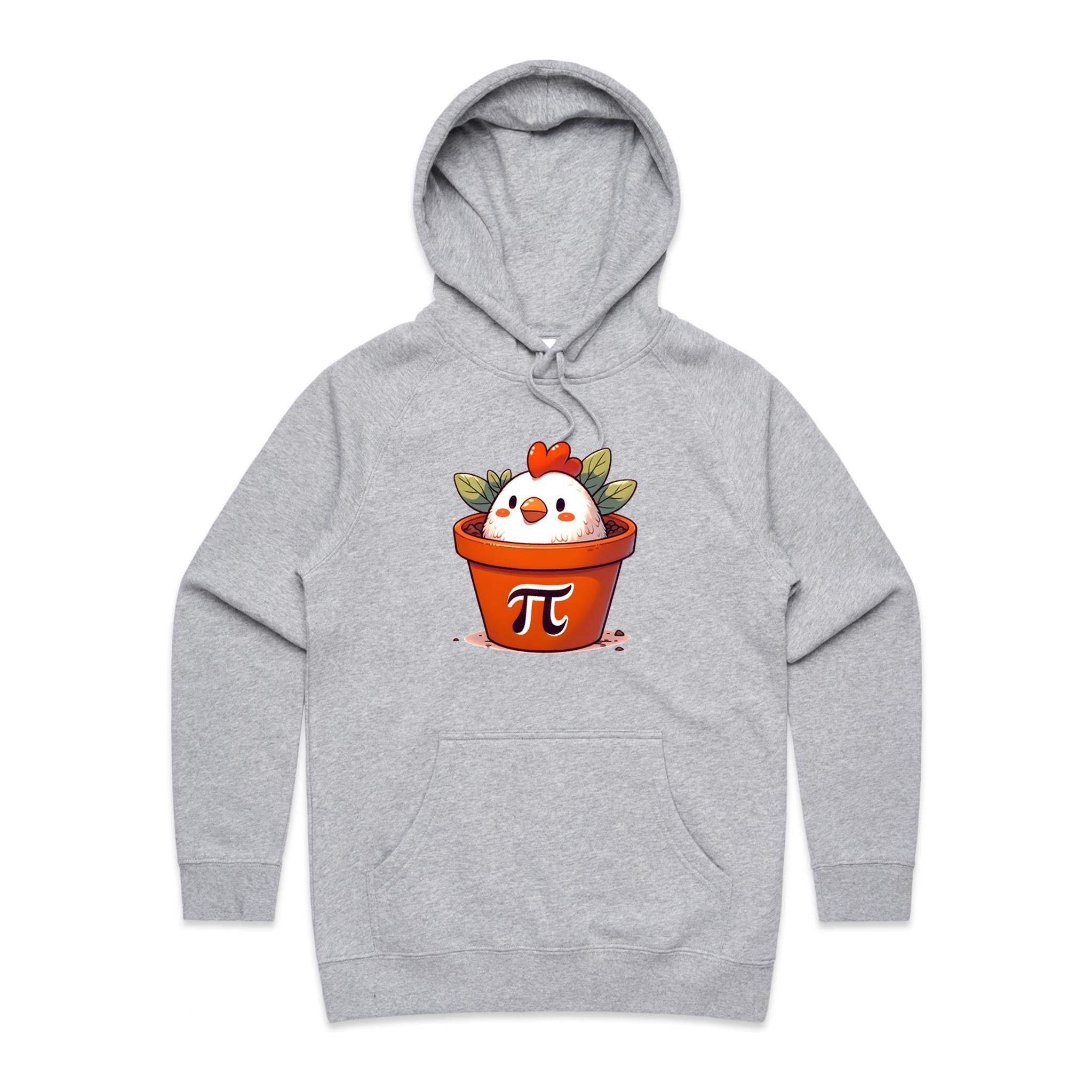 Chicken Pot Pi - Womens Hoodie Grey Marle Womens Hoodie animal Maths Printed In Australia