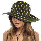 Yellow Lightning Wide Brim Bucket Hat Wide Brim Bucket Hat comic Printed Offshore
