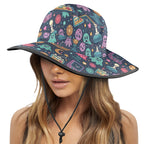 Space Arcade Wide Brim Bucket Hat Wide Brim Bucket Hat Games Printed Offshore Retro