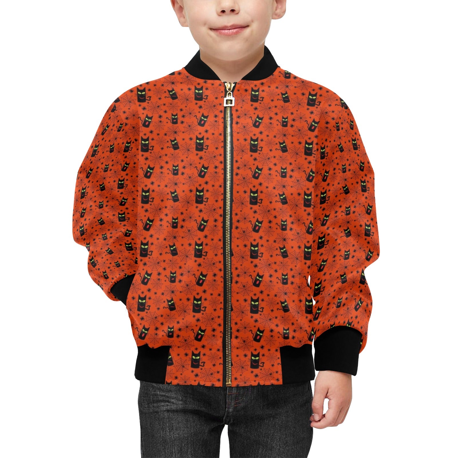 Halloween Black Cats Kids Bomber Jacket