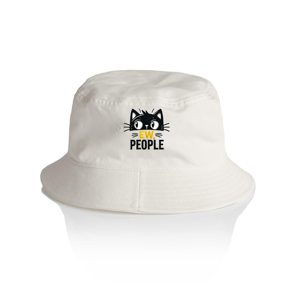 Ew People, Black Cat - AS Colour Bucket Hat Ecru One Size As Colour Bucket Hat animal Printed In Australia