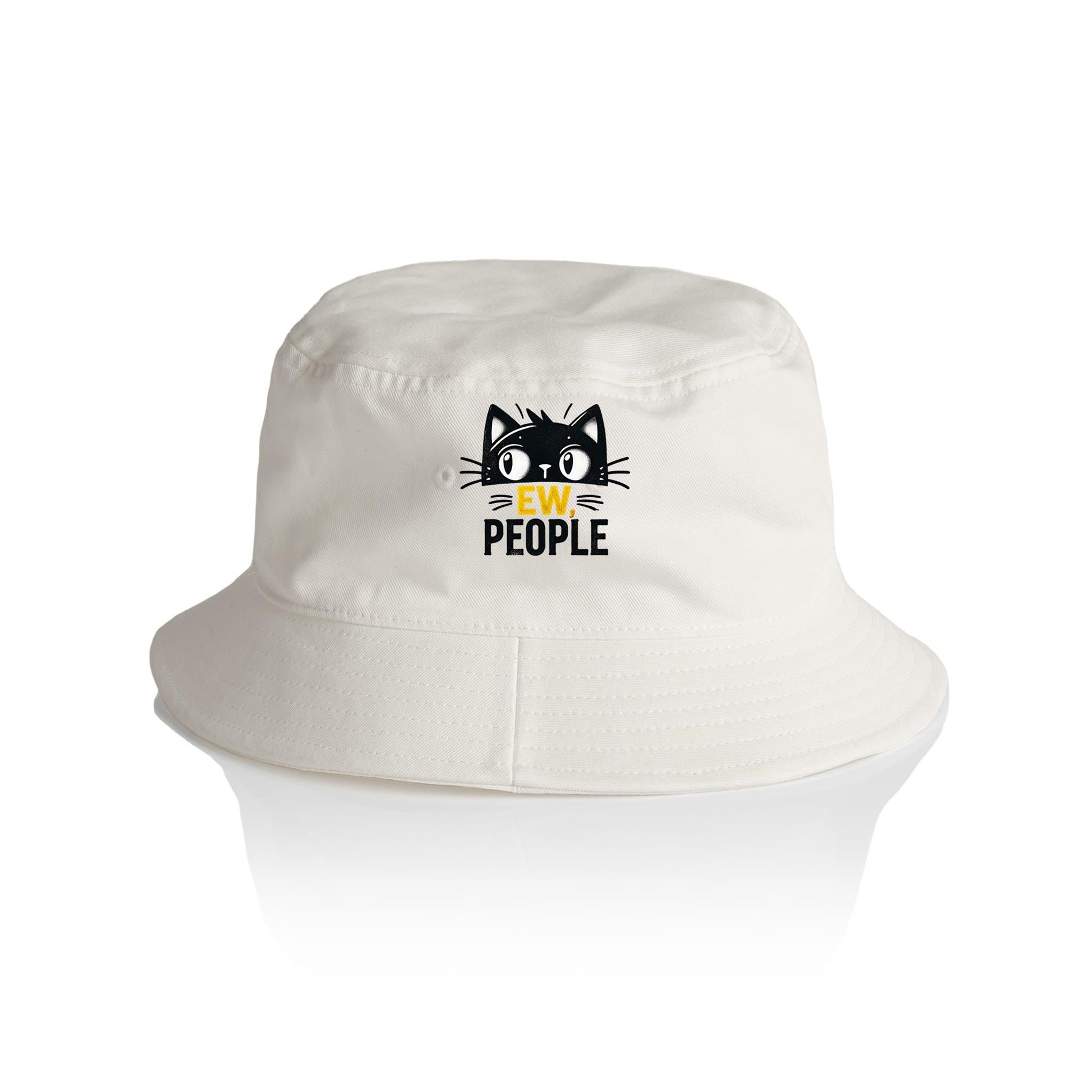 Ew People, Black Cat - AS Colour Bucket Hat Ecru One Size As Colour Bucket Hat animal Printed In Australia