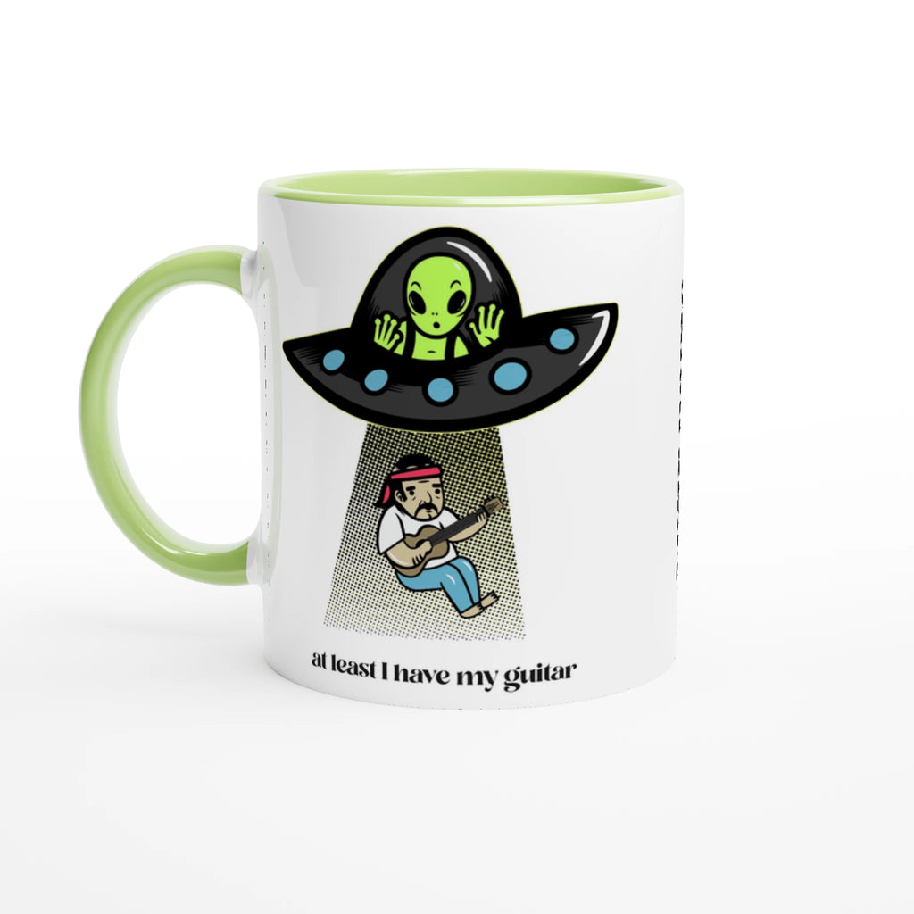 Personalised - Guitarist Alien Abduction - White 11oz Ceramic Mug with Colour InsidePersonalised - Ceramic Green Personalised 11oz Mug customise Globally Fulfilled Music personalise Sci Fi