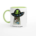 Personalised - Guitarist Alien Abduction - White 11oz Ceramic Mug with Colour InsidePersonalised - Ceramic Green Personalised 11oz Mug customise Globally Fulfilled Music personalise Sci Fi