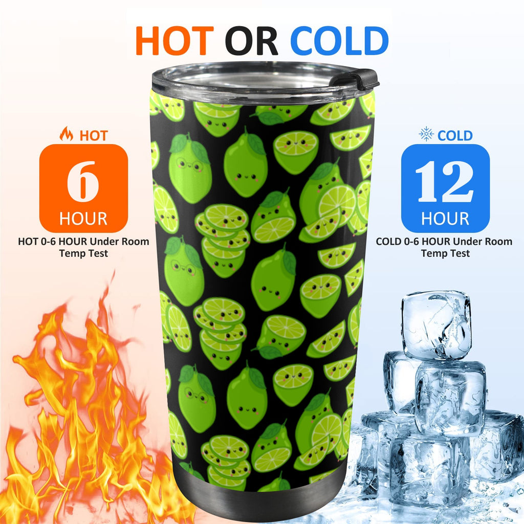 Cute Limes - 20oz Mobile Tumbler with Lid (Black Lock) 20oz Travel Mug Food Printed Offshore