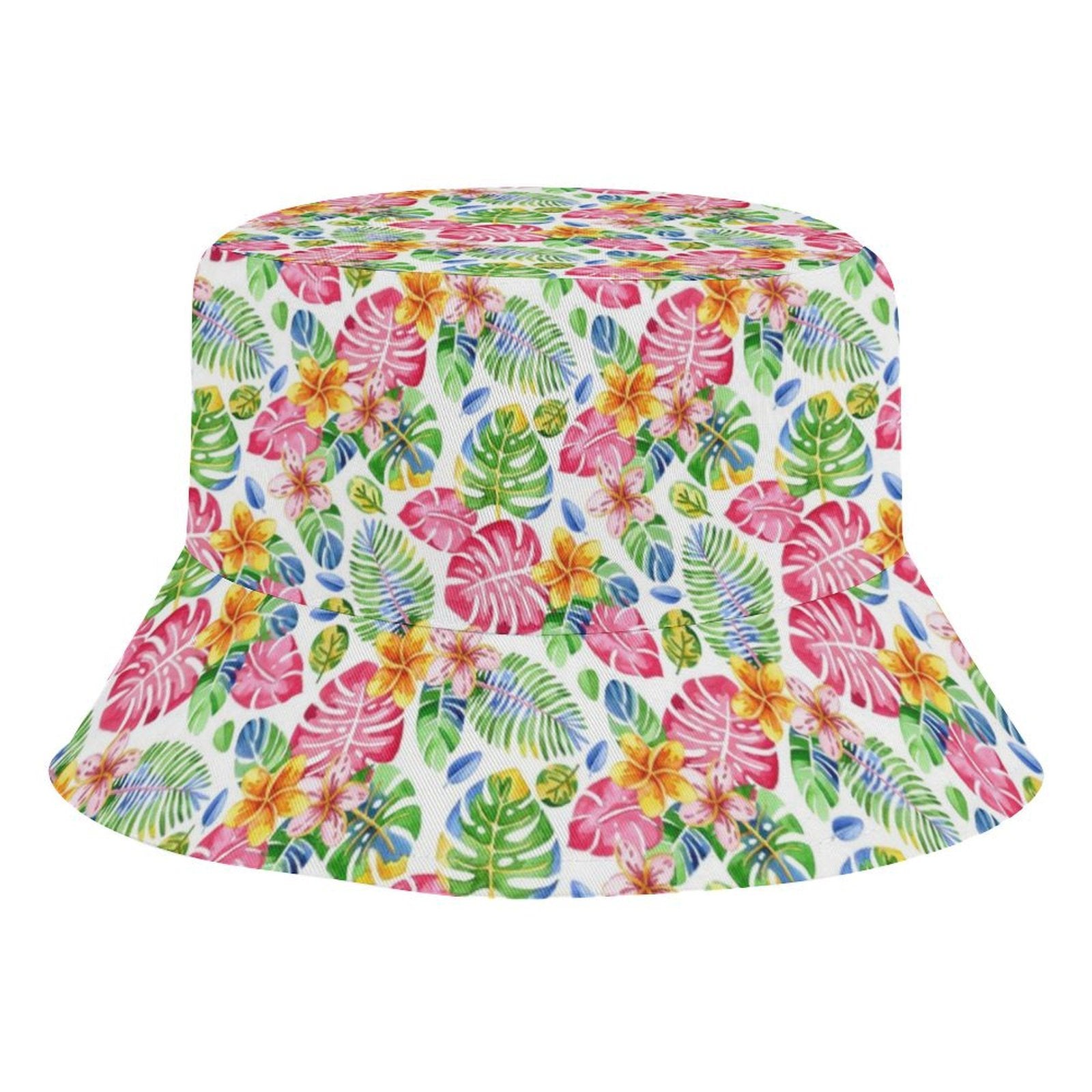 Bright Painted Tropical Kids Bucket Hat white Kids Bucket Hat Plants Printed Offshore