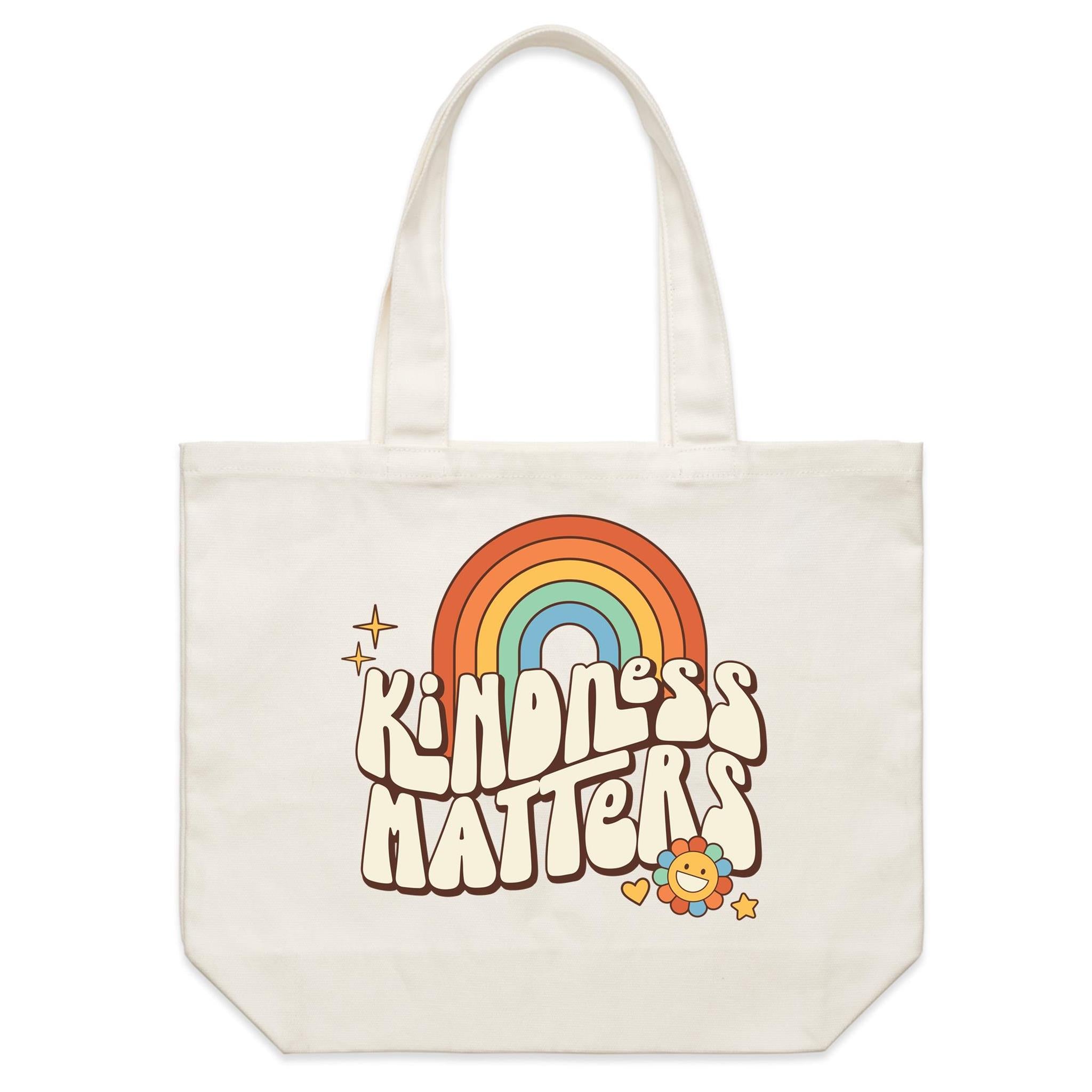 Kindness Matters - Shoulder Canvas Tote Bag Default Title Large Tote Bag Kindness Printed In Australia Retro
