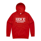 Gen X, Lots Of Memories, No Evidence Men's AS Colour Hoodie Red Mens Hoodie Printed In Australia