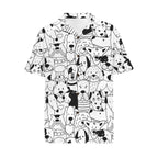 Black And White Dogs Men's Short Sleeve Hawaiian Shirt Men's Hawaiian Shirt (New) animal Printed Offshore