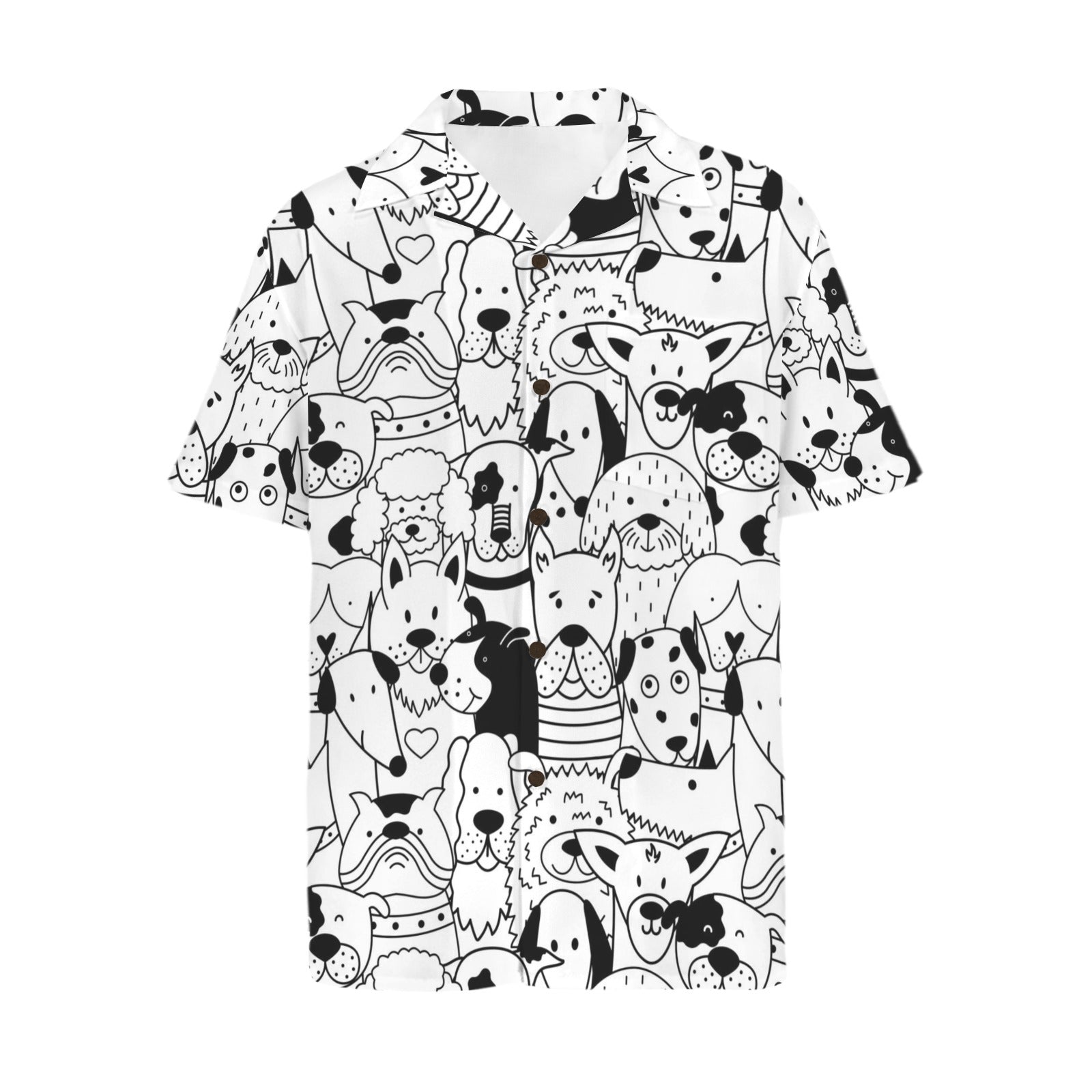Black And White Dogs Men's Short Sleeve Hawaiian Shirt Men's Hawaiian Shirt (New) animal Printed Offshore