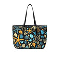 Starfish And Shells PU Leather Tote Bag Large One Size Leather Tote Bag-Large Printed Offshore