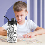 Black And White Creatures - Kids Water Bottle with Chug Lid (12 oz) Kids Water Bottle with Chug Lid Printed Offshore Sci Fi