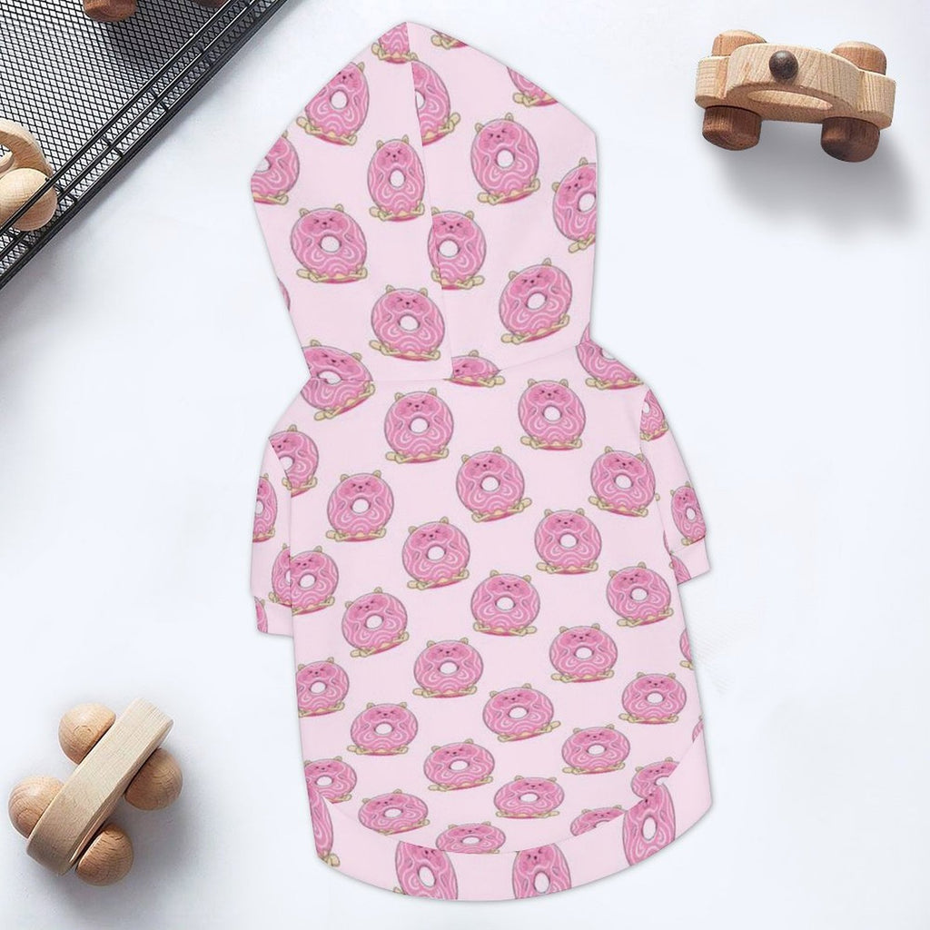 Pink Cat Doughnuts Pet Hoodie (Small Size)